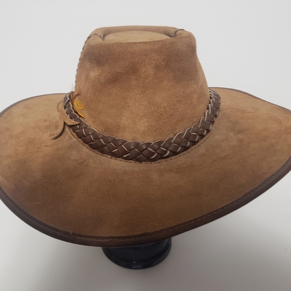 Vintage CaliforLeather Company San Zeno Handcrafted Leather Adventure Hat *Good* - Picture 3 of 8